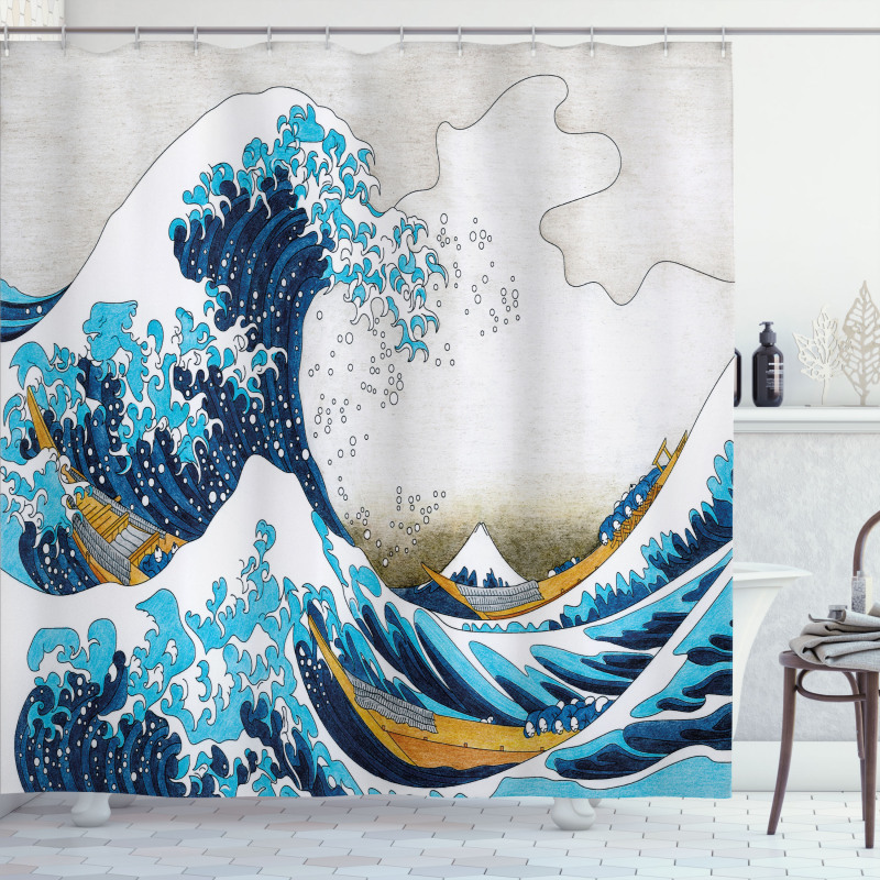 Oceanic Wave of Kanagawa Shower Curtain