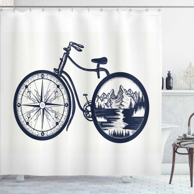 Compass and Landscape Wheels Shower Curtain