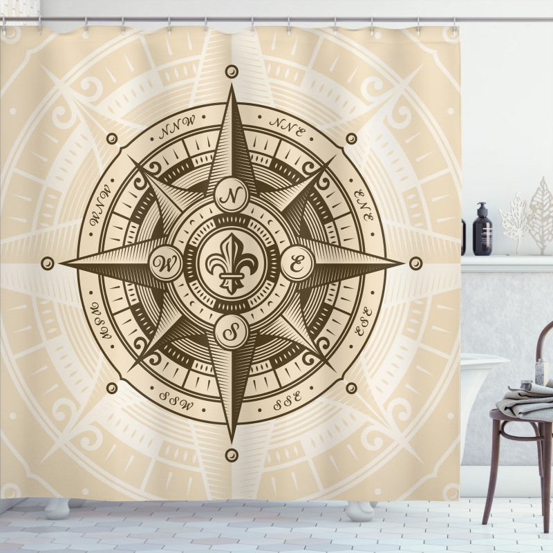 Vintage Nautical Windrose Shower Curtain