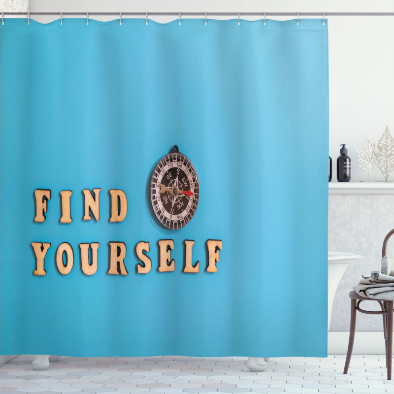 Find Yourself Text and Tool Shower Curtain