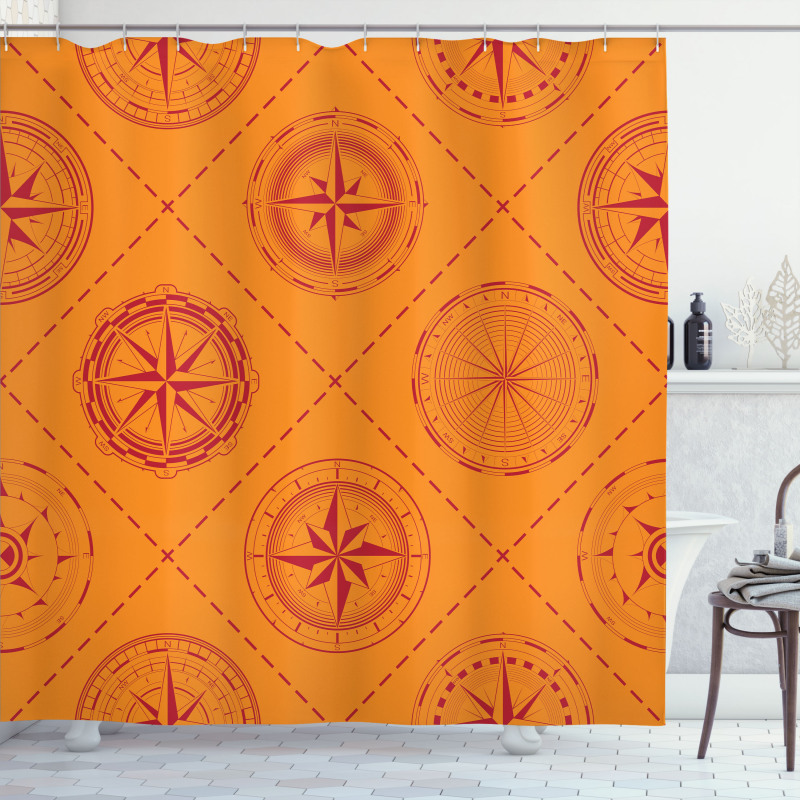 Windrose in Rhombuses Shower Curtain