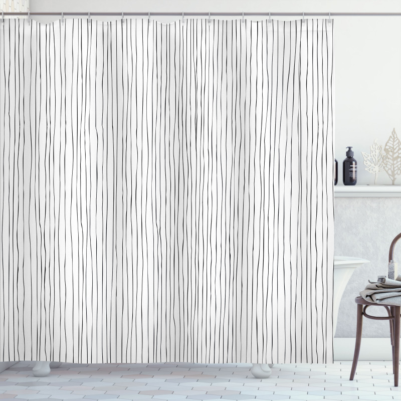 Vertical Thin Dense Lines Shower Curtain