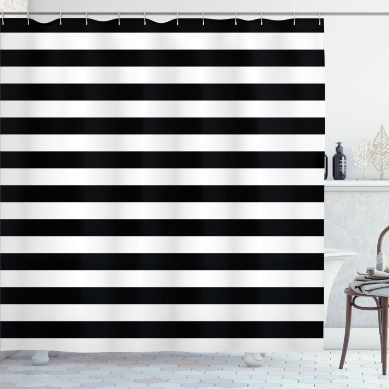 Monochrome Classic Striped Shower Curtain