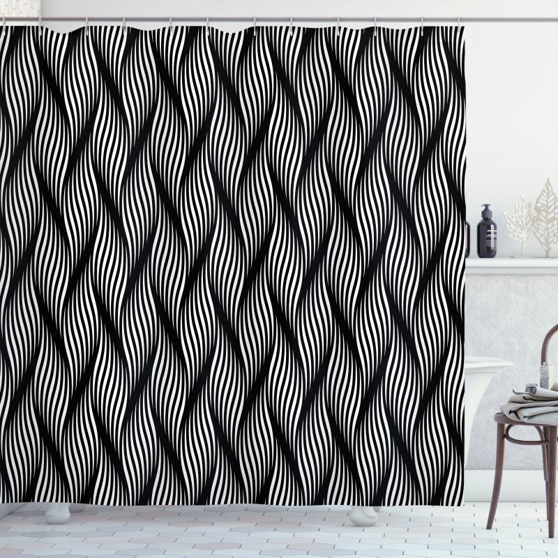 Modern Swirling Effect Lines Shower Curtain