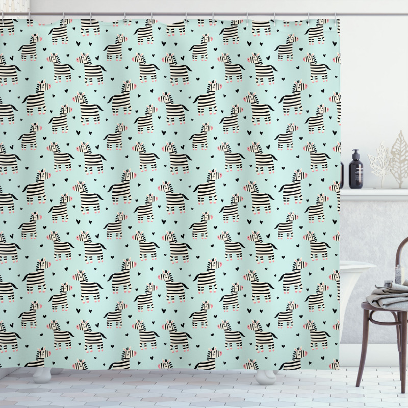 Animal and Tiny Hearts Shower Curtain