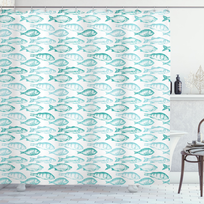 Sketchy Fish Breeds Pattern Shower Curtain