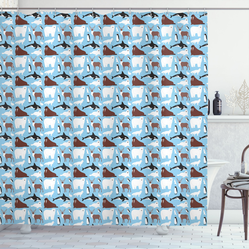 Arctic Animals Aquatic Shower Curtain