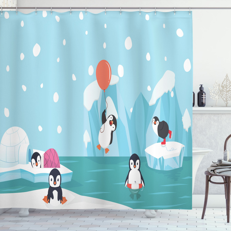 Penguins on Ice Shower Curtain