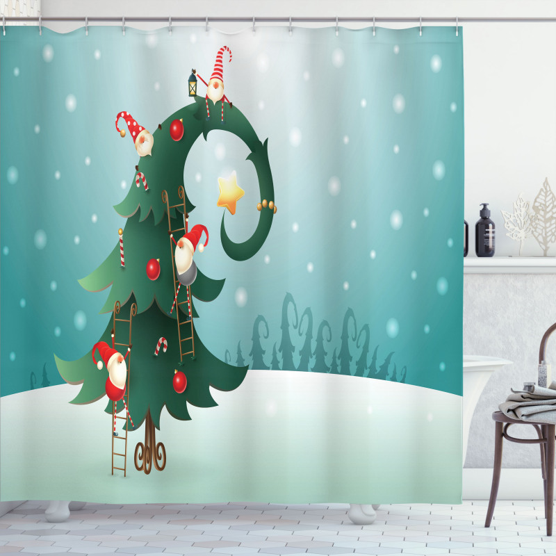 Christmas and Gnomes Shower Curtain