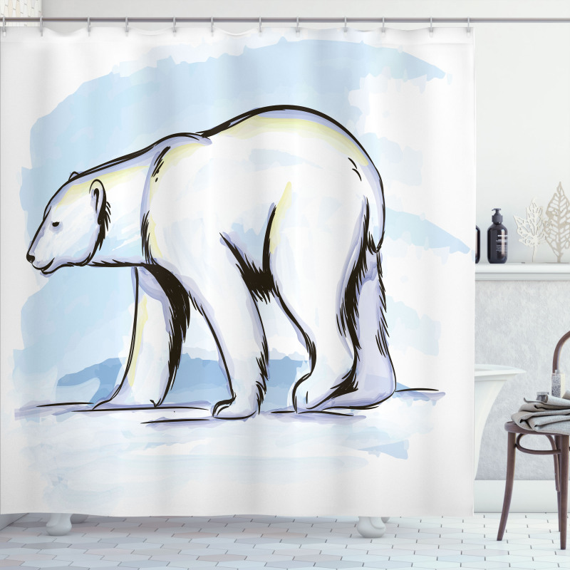 Pencil Sketch Polar Bear Shower Curtain