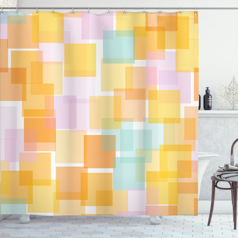 Geometric Random Squares Shower Curtain