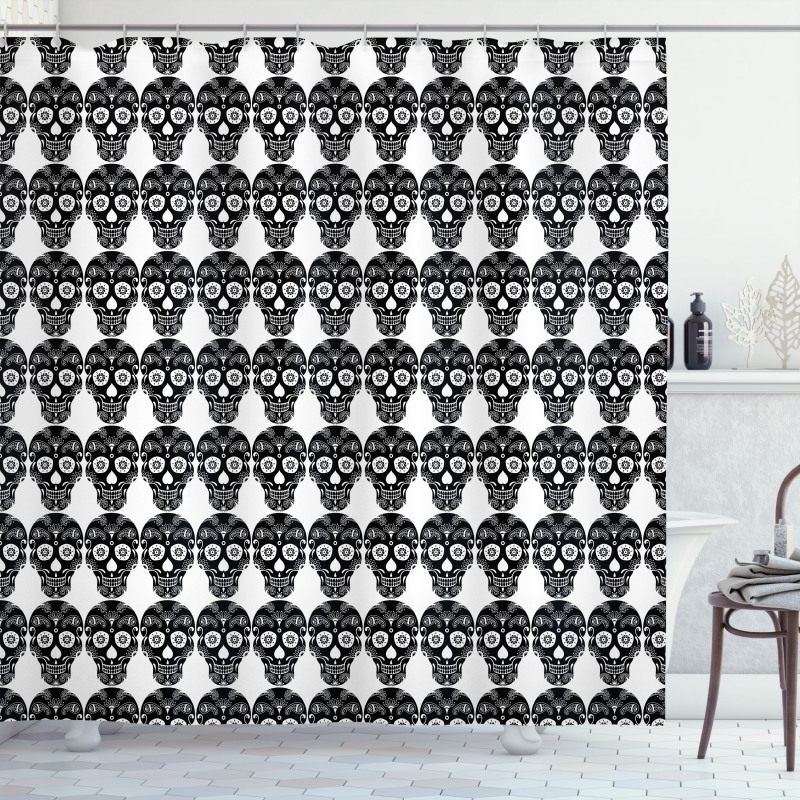 Ornamental Skull Print Shower Curtain