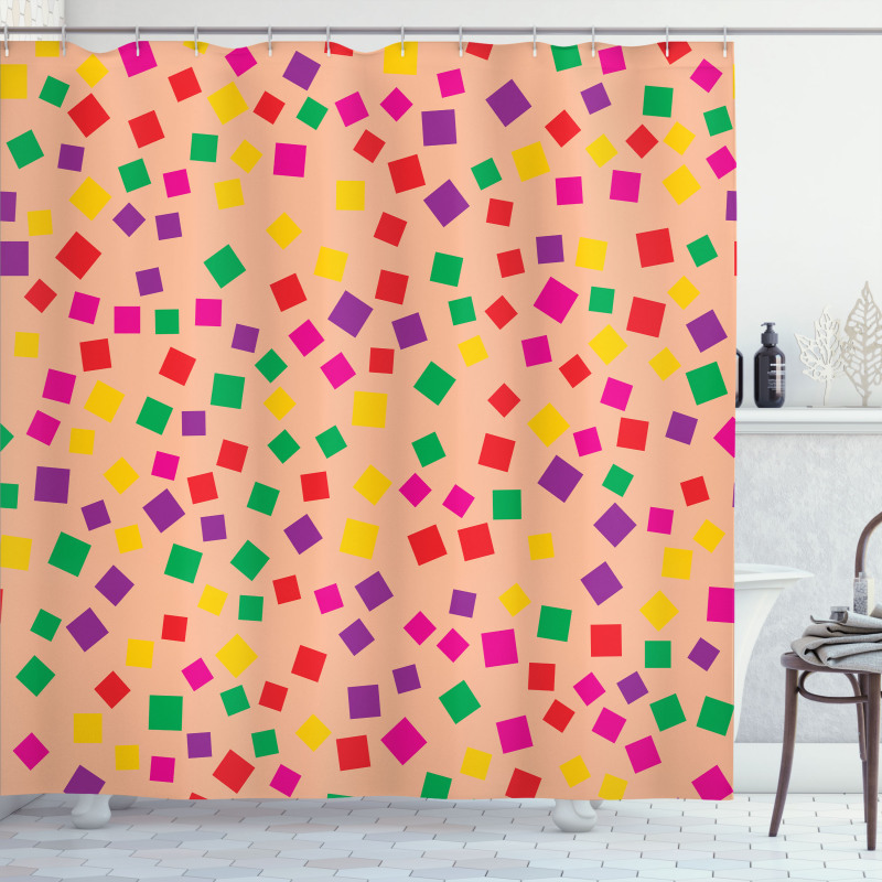 Square Motifs Scattered Shower Curtain