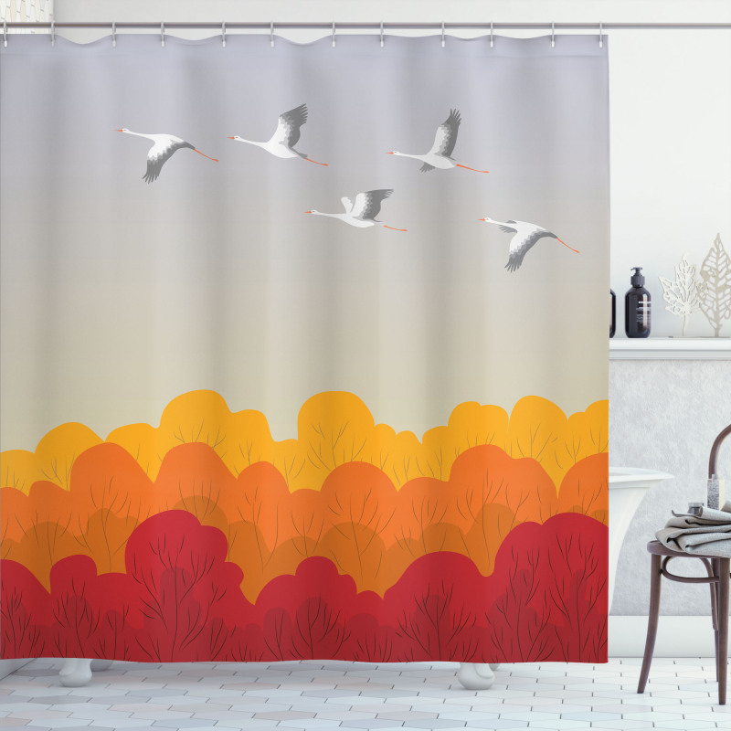 Flying Strokes Autumn Forest Shower Curtain