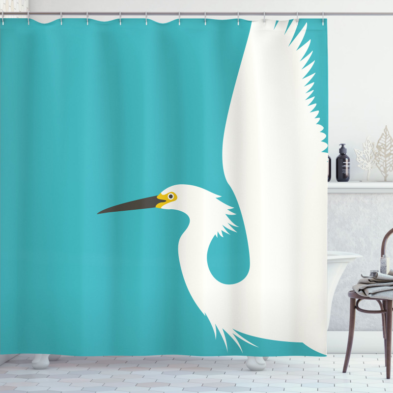 Side Drawn Heron Bird Shower Curtain