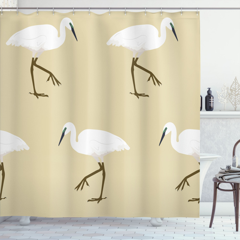 Leg Standing Heron Birds Shower Curtain