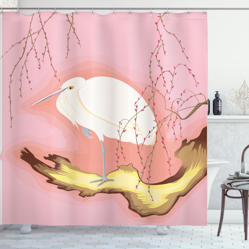 Japanese Art Bird Shower Curtain