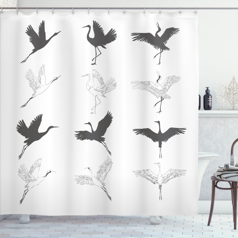 Greyscale Bird Different Side Shower Curtain