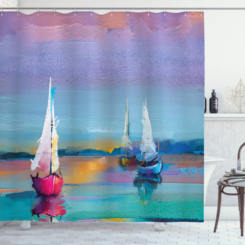 Modern Art Boat Sail Shower Curtain