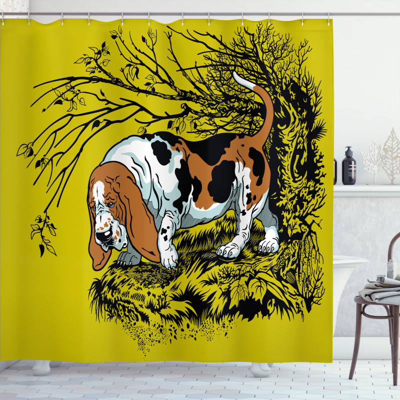 Hunting Dog Woods Shower Curtain