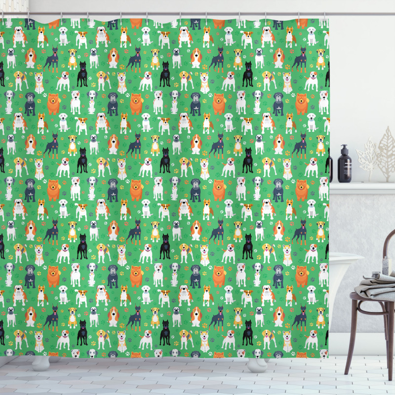 Various Species Paw Print Shower Curtain