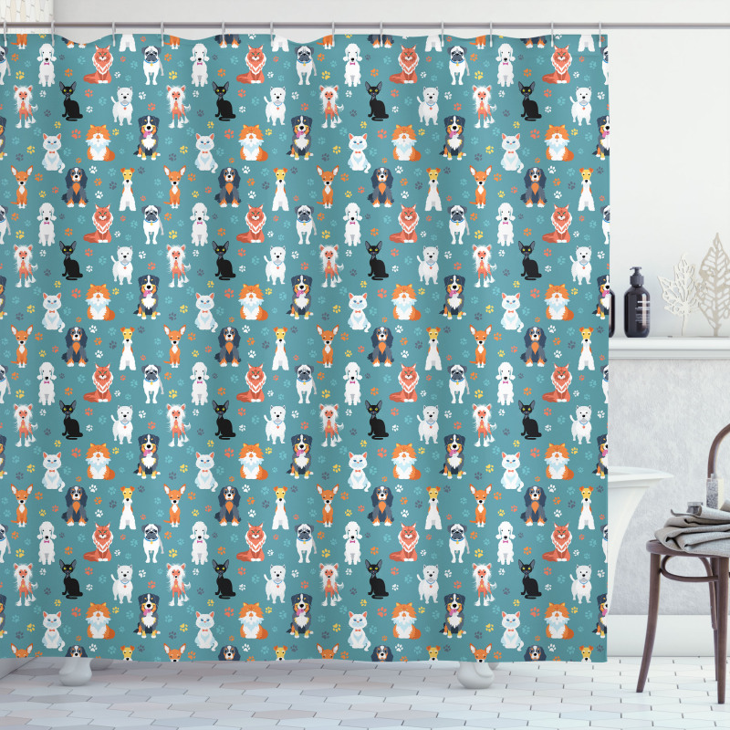Cats and Dogs Species Shower Curtain