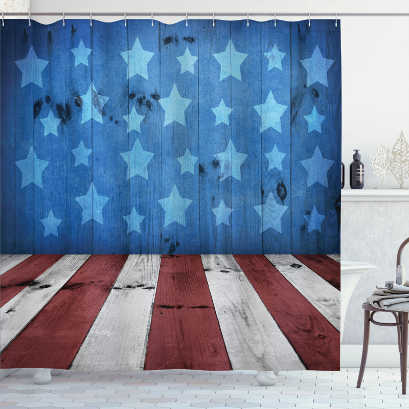 Grunge Stars Stripes Shower Curtain