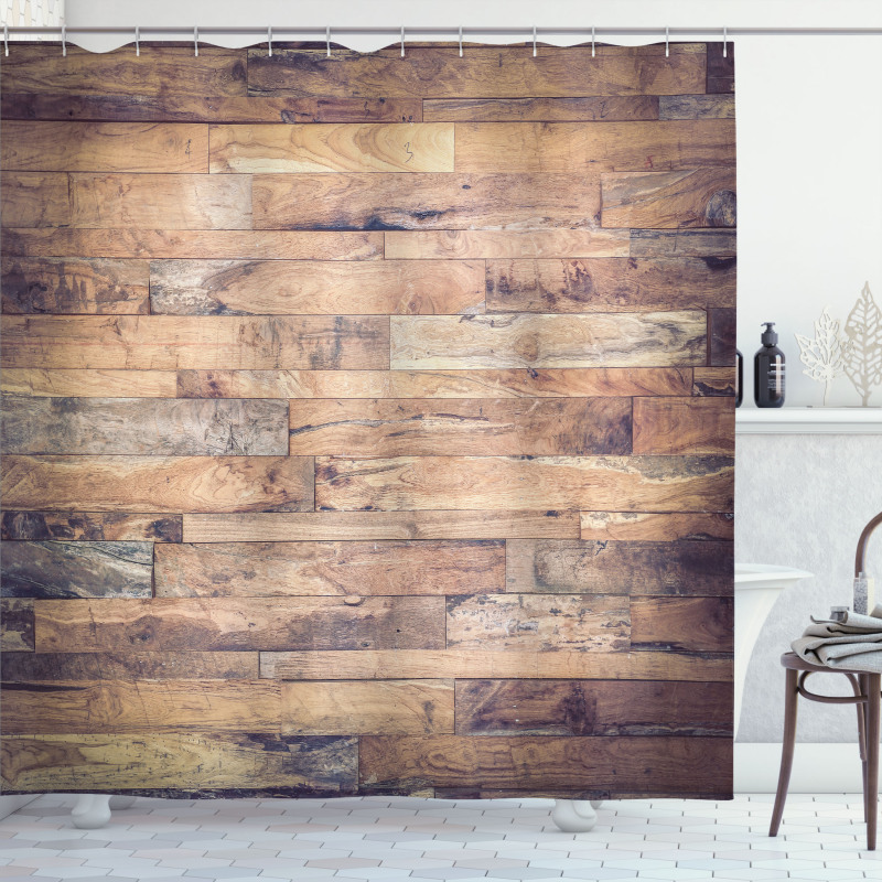 Earthy Toned Planks Shower Curtain