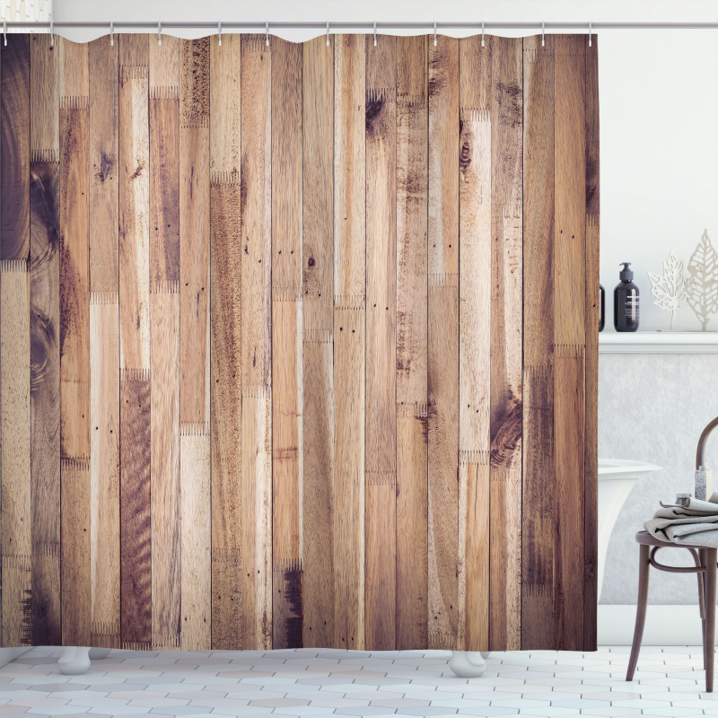 Aged Planks Pattern Shower Curtain