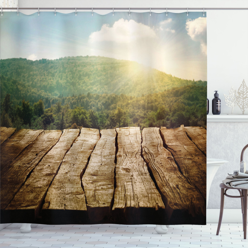 Mountain Side Landscape Shower Curtain