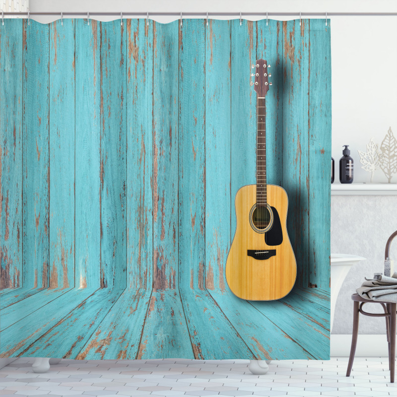 Guitar and Vintage Wall Shower Curtain