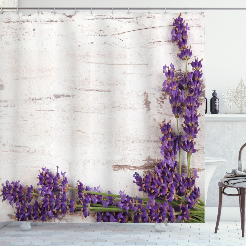 Lavender Flower Table Shower Curtain