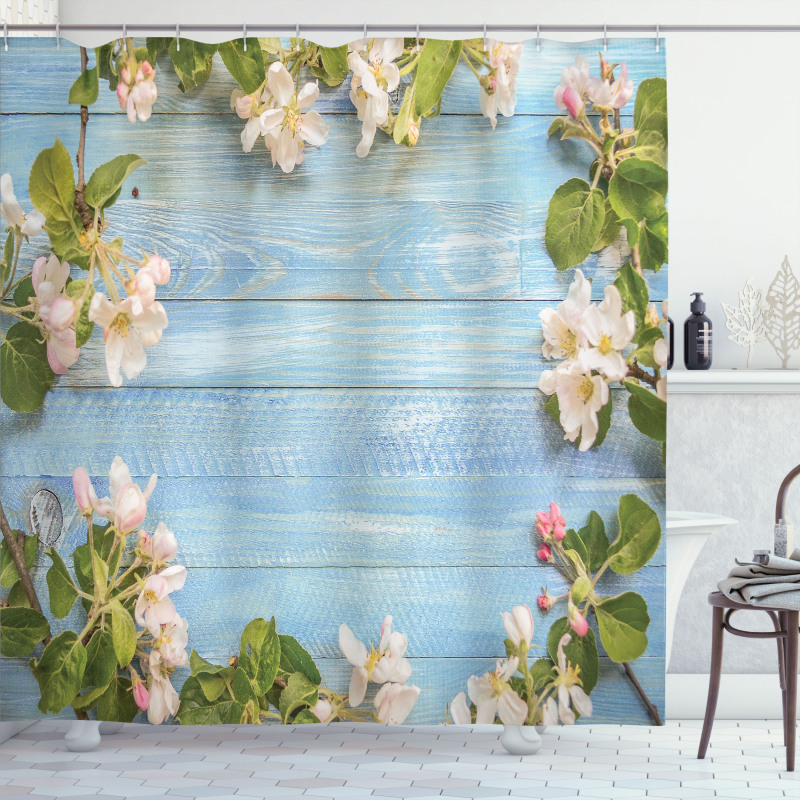 Fresh Flower Pattern Shower Curtain