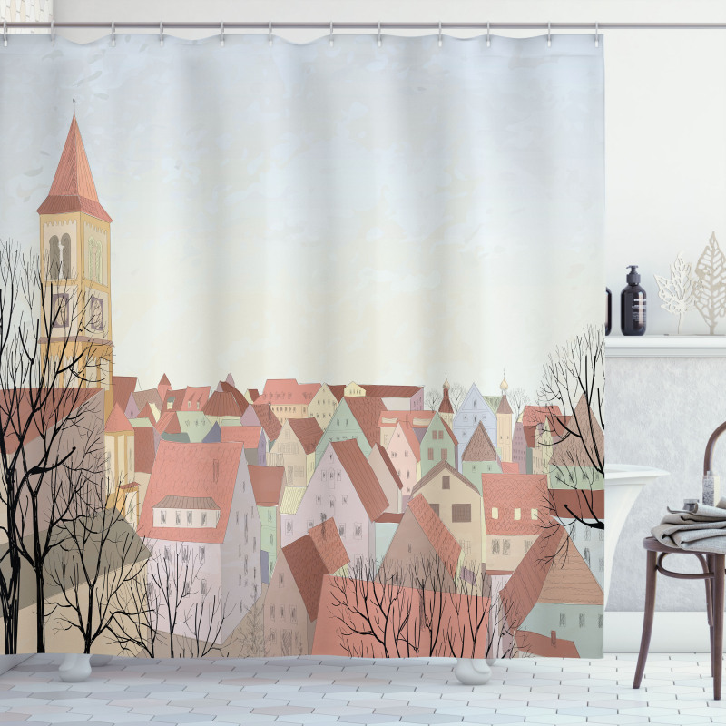 Pedestrian Town Cityscape Shower Curtain