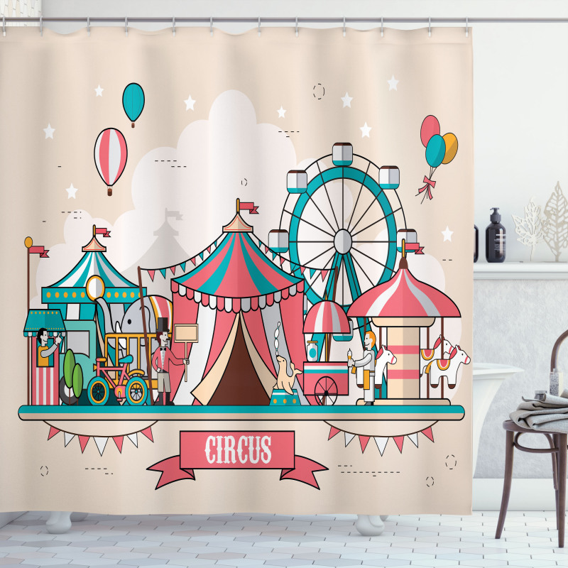 Circus Flat Balloons Shower Curtain