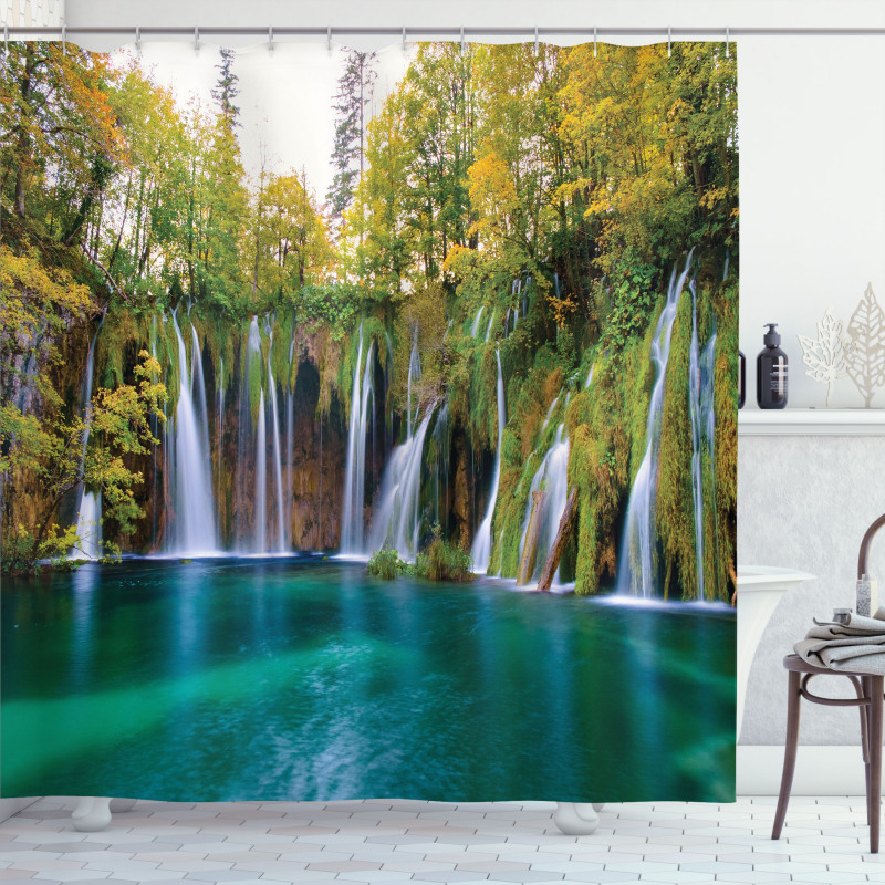 Many Small Waterfalls Photo Shower Curtain