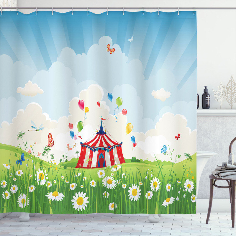 Circus Butterfly Lawn Shower Curtain