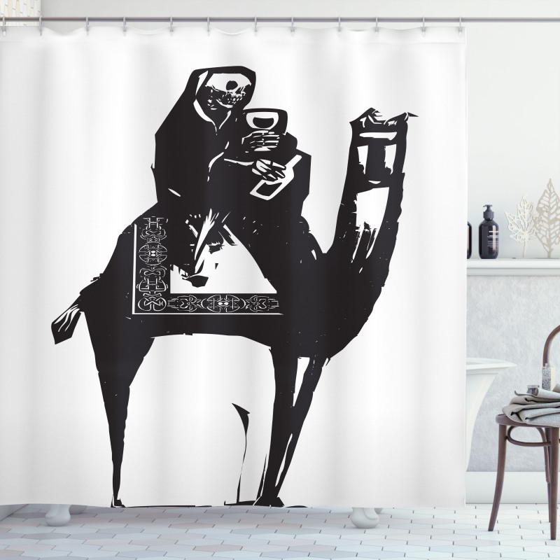 Death Drinks Wine on Camel Shower Curtain