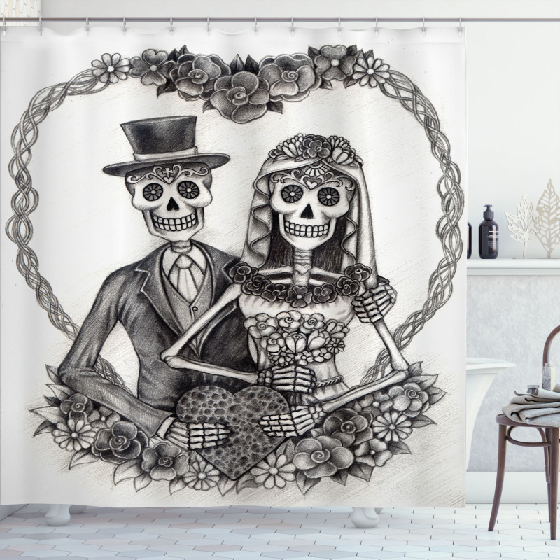 Spooky Valentines Marriage Shower Curtain