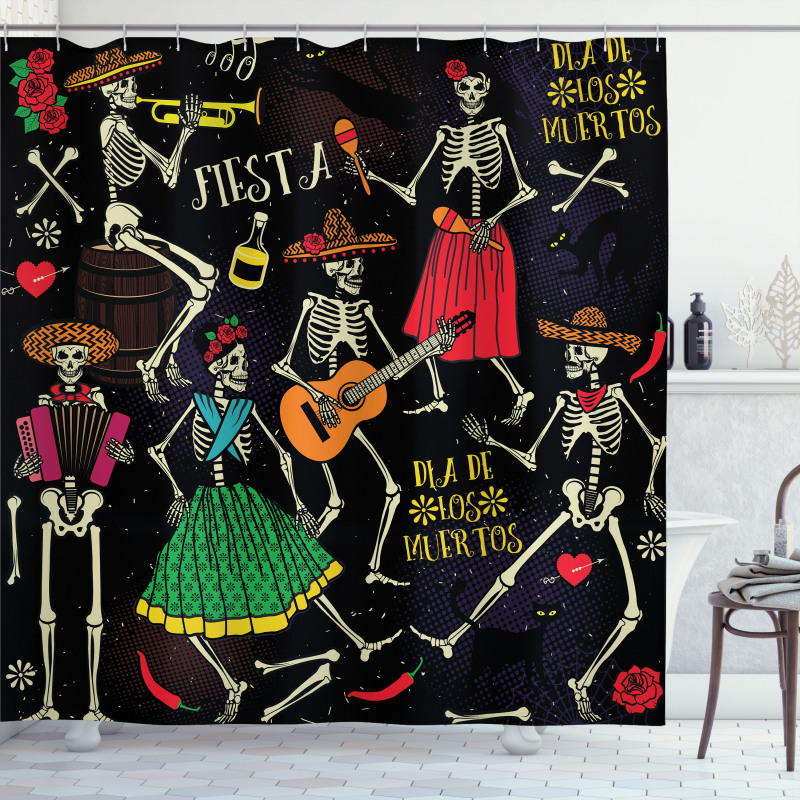 Dia de los Muertos Fiesta Shower Curtain