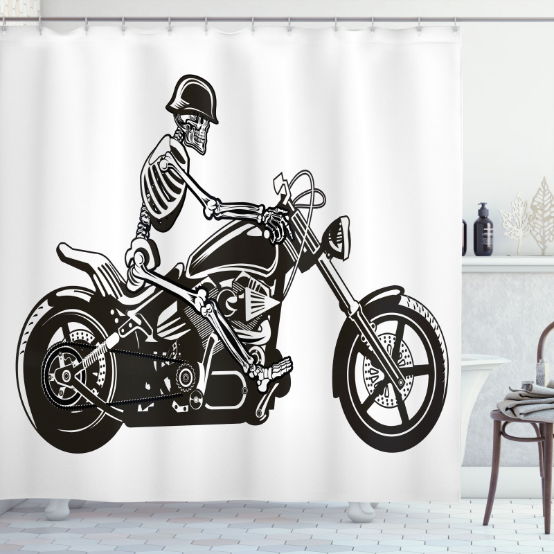 Crazy Halloween Motorbike Shower Curtain