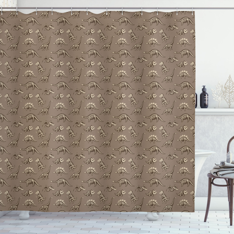 Doodle Fossil Dinosaurs Shower Curtain