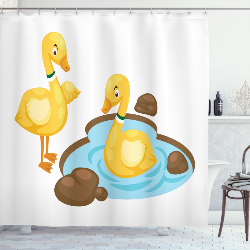 Funny Cartoon Style Animals Shower Curtain