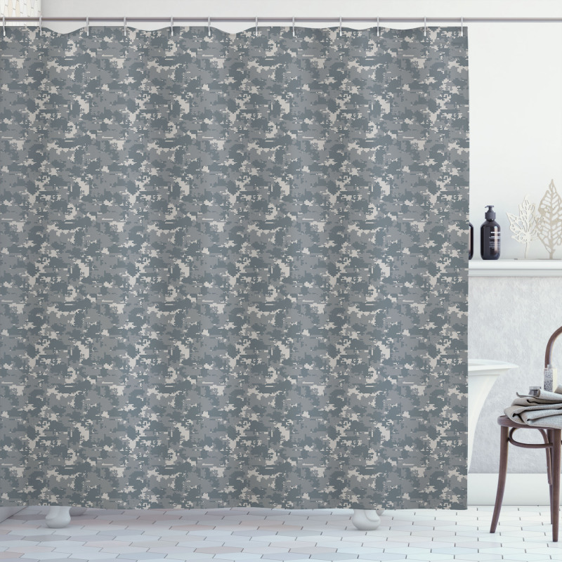 Neutral Pixel Camo Art Shower Curtain