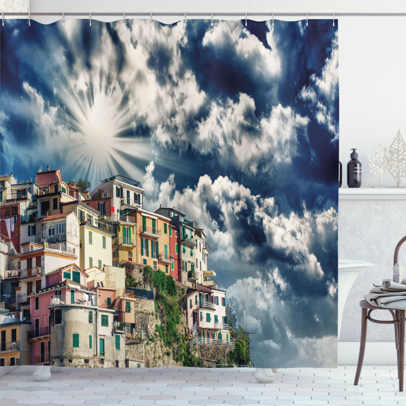 Mediterranean Coast Houses Shower Curtain