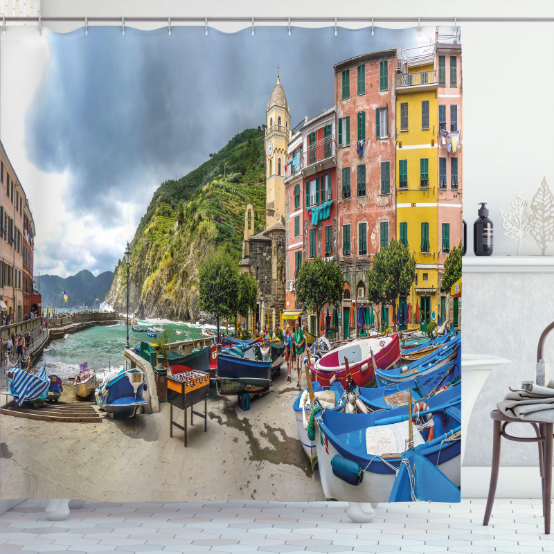 Italian Village House Boat Shower Curtain