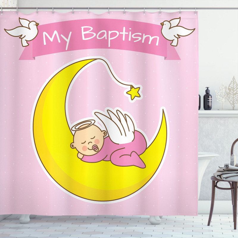 Moon Baby Girl Sleeping Shower Curtain
