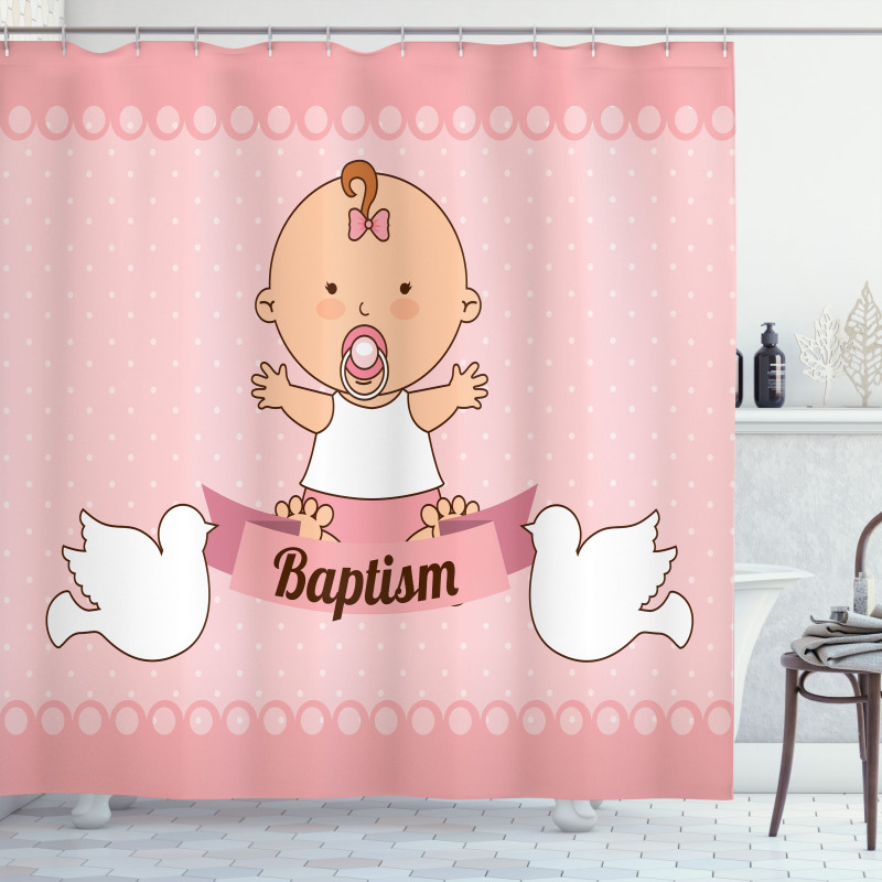 Baby with a Message Cartoon Shower Curtain