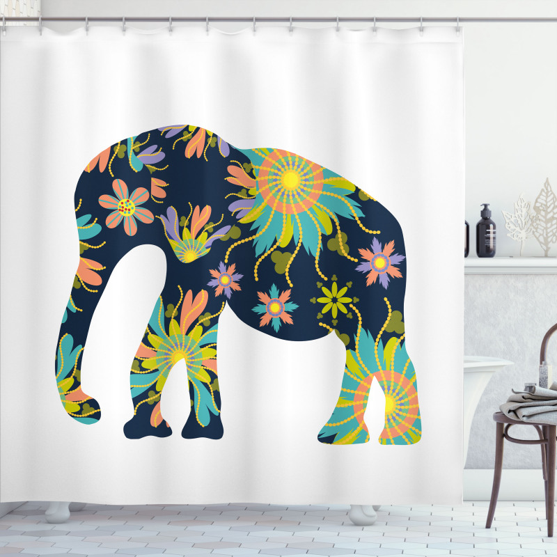 Oriental Floral Elephant Shower Curtain