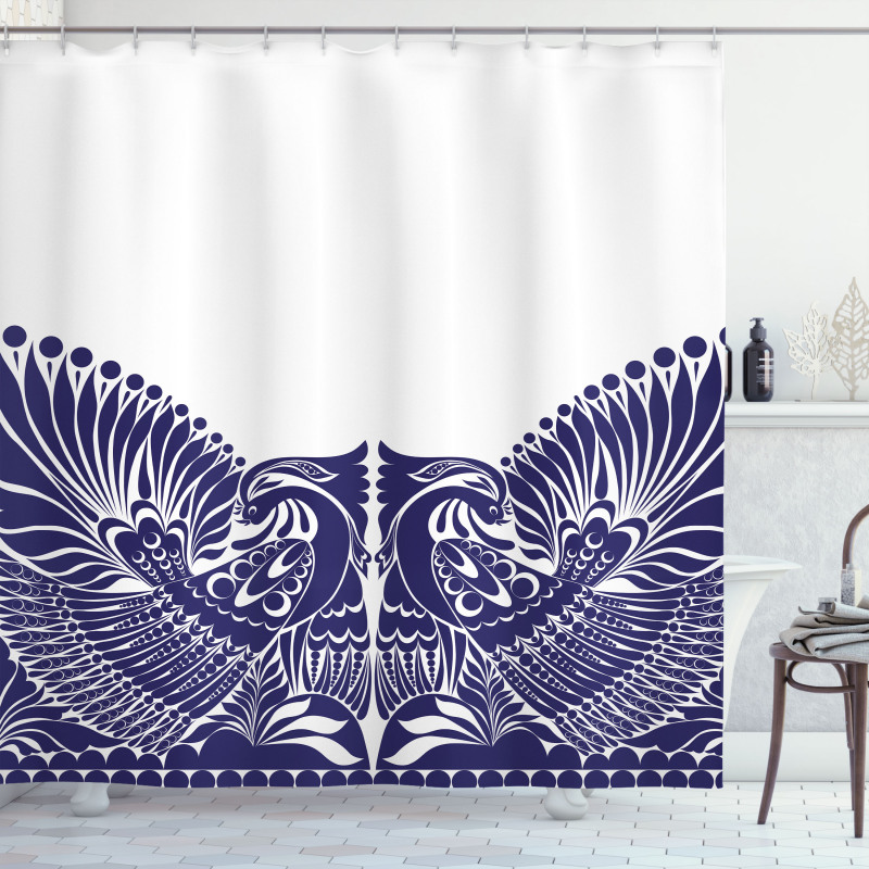 Polish Flourish Bird Print Shower Curtain